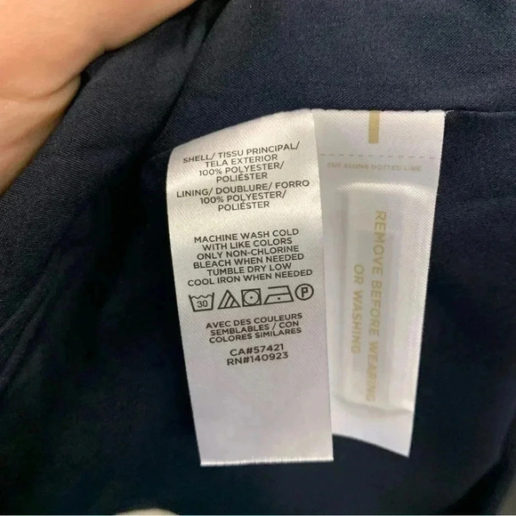 LOFT navy Floral Tie Neck Flowy floral Swing Dress Sz M - Picture 8 of 11